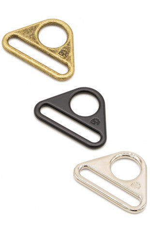 1 1/2" Triangle Ring - Flat, Set of Two by ByAnnie. Antique Brass, Black Metal, Nickel