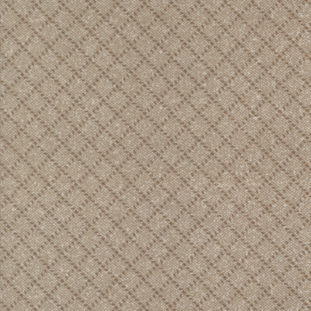 Farmhouse Flannels III by Lisa Bongean of Primitive Gatherings for Moda. Cocoa - Medium Tan with a Darker Tan Diamond Check Plaid