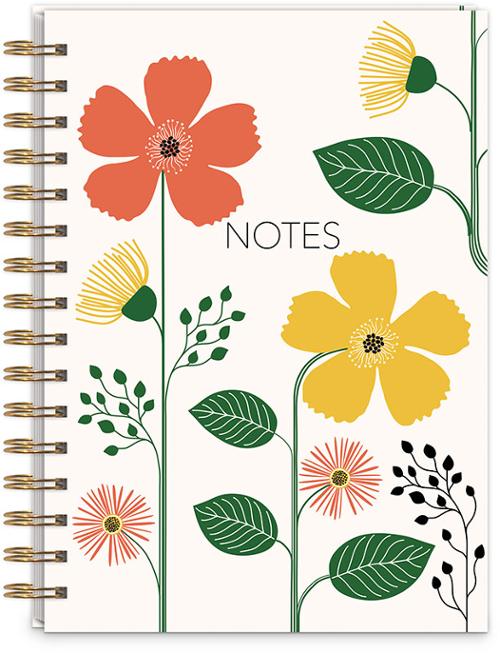 Garden Flower Spiral Journal by Punch Studio. Measures approximately 6.75" x 8.5"