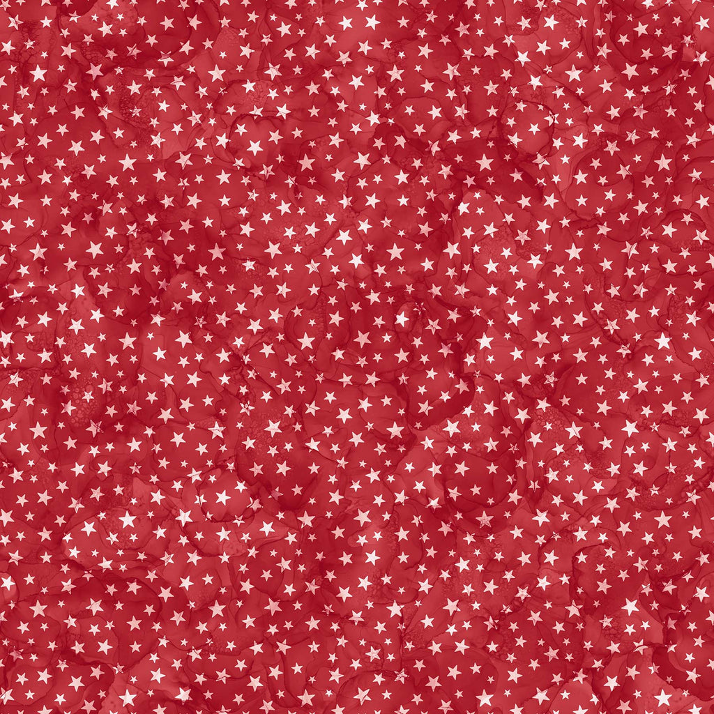 White Stars on a Red Background. Fabric