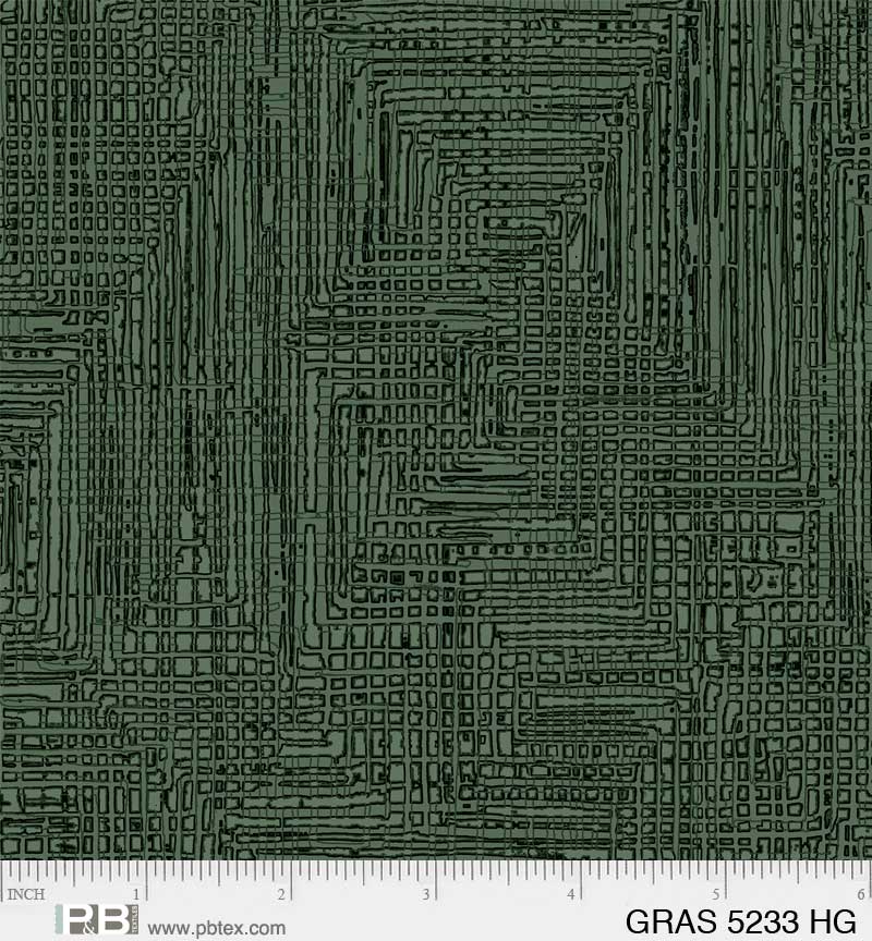 Grass Roots by P & B Textiles. Hunter Green - An Intricate Geometric Blender in Hunter Green