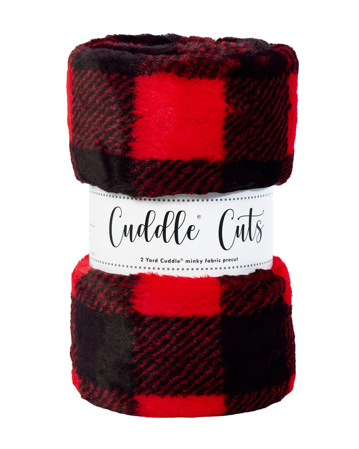 2 Yard Cut Cuddle Solid by Shannon Fabrics. Buffalo Check (Red & Black)