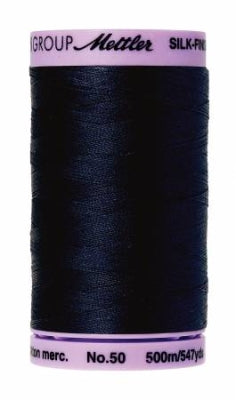 Silk-Finish 50wt Solid Cotton Thread by Mettler. Dark Blue