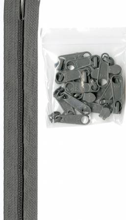 Zippers by the Yard by ByAnnie. Pewter Gray