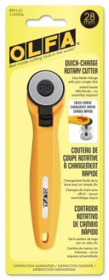 Quick Blade Change Rotary Cutter by Olfa. 28mm - Yellow.
