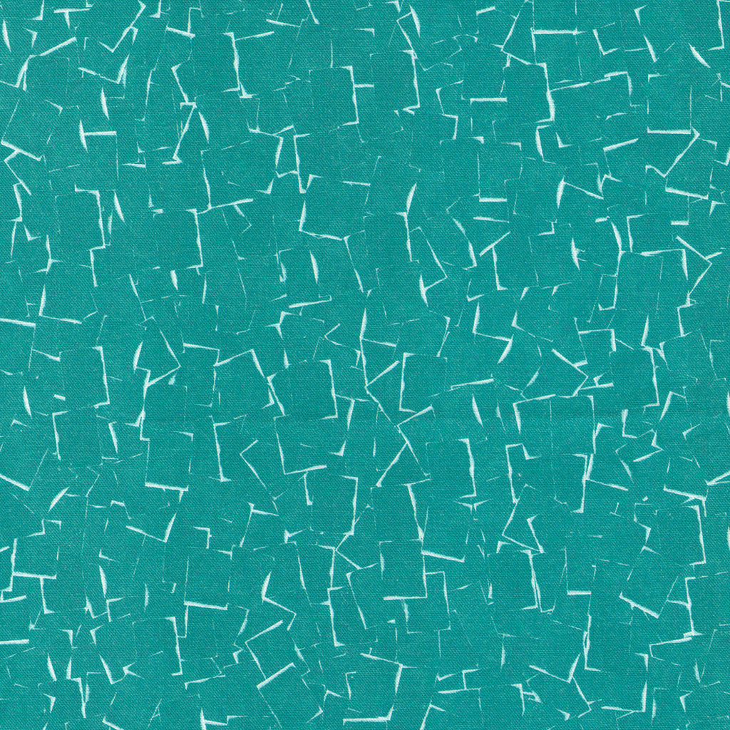 White Square Outlines overlapping each other on a Dark Tealish Green Background.  Fabric