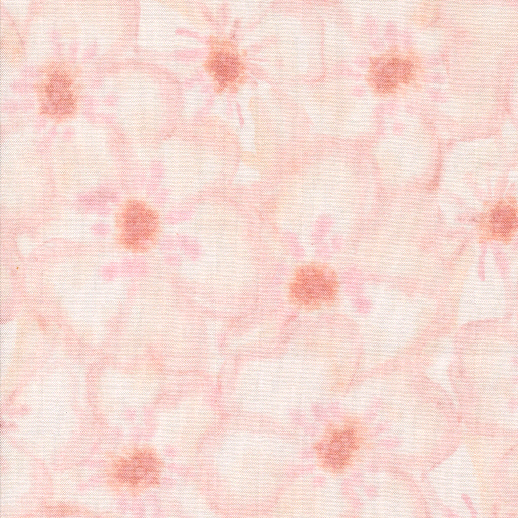 Blooming Lovely by Janet Clare for Moda. Petal - Large Watercolor Flowers in Peach and Pink. 