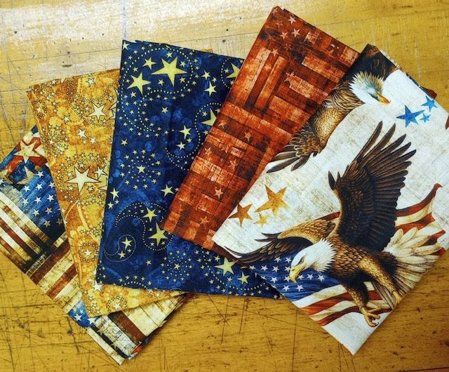 1776 Paisley and Stars Fat Quarter Bundle of 5 pieces QT Fabrics