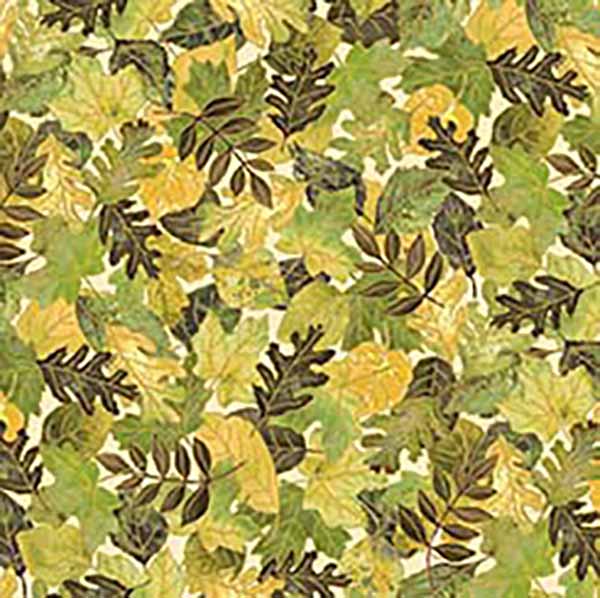 Autumn Forest by Gina Jane Lee for QT Fabrics. Leaves - Cream