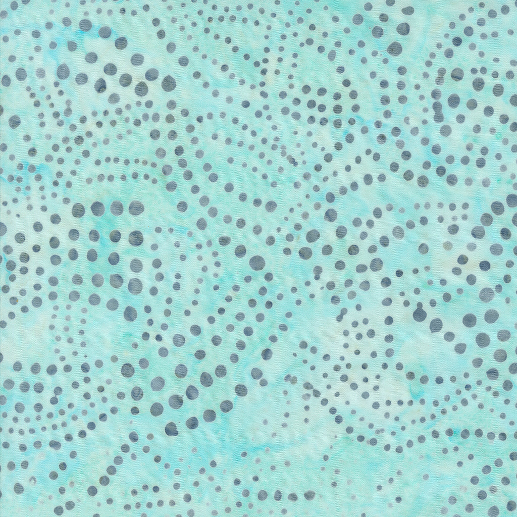 Blue Ridge Batiks by Moda. Frost - Abstract Gray Dots on a Teal Blue Background