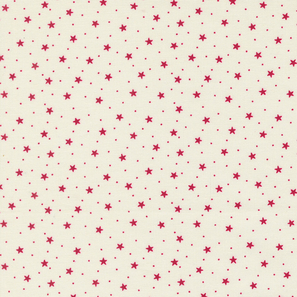 Dear Santa by Lisa Bongean of Primitive Gatherings for Moda. Snow ﻿- Red Stars and Dots on a Cream Background. 