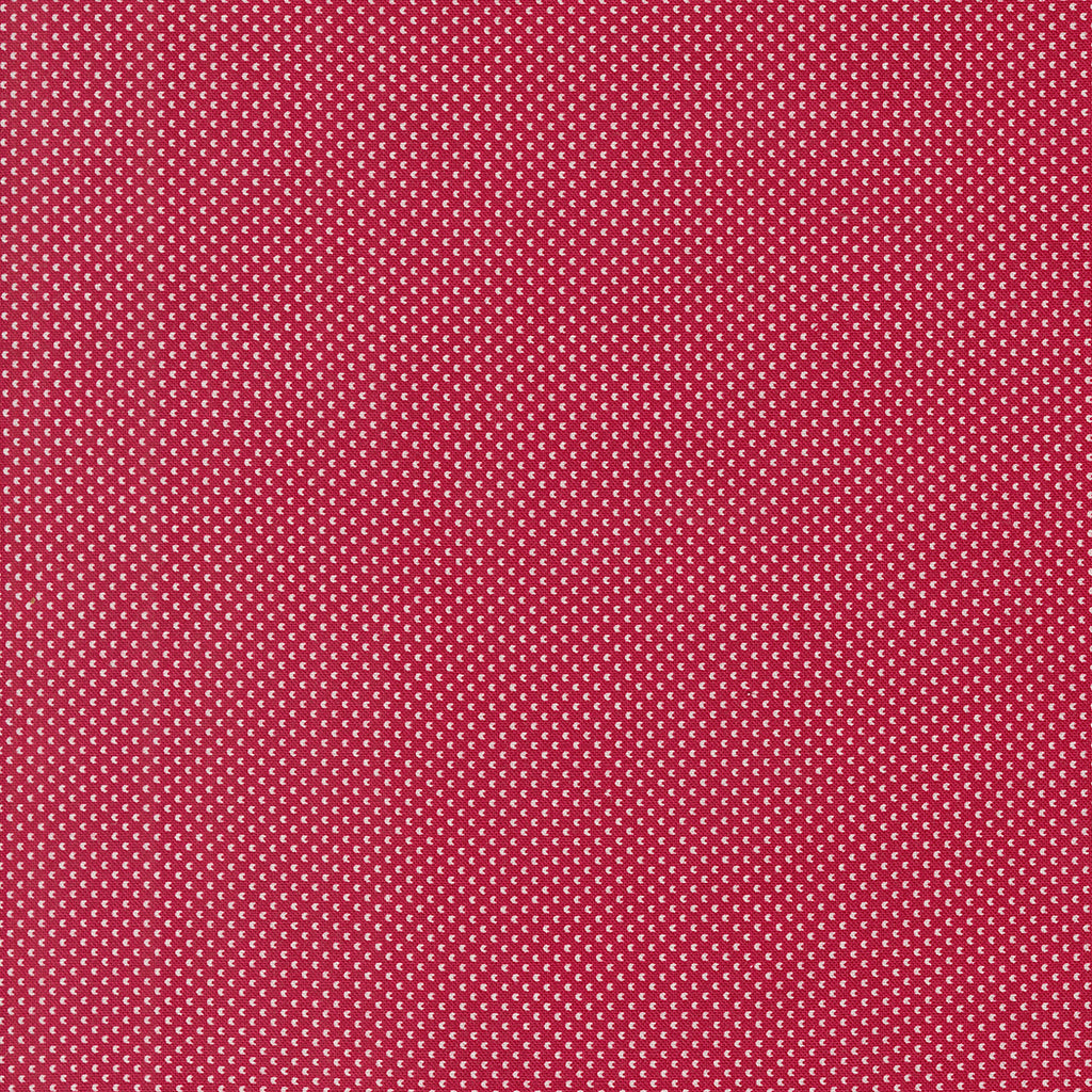 Dear Santa by Lisa Bongean of Primitive Gatherings for Moda. Crimson ﻿- Cream Dots on a Red Background. 