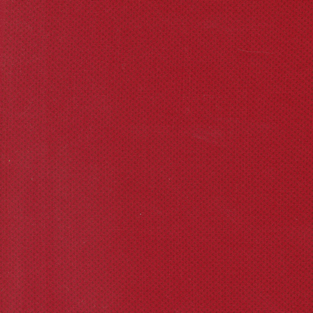 Dear Santa by Lisa Bongean of Primitive Gatherings for Moda. Tonal Crimson ﻿- Dark Red Dots on a Red Background. 