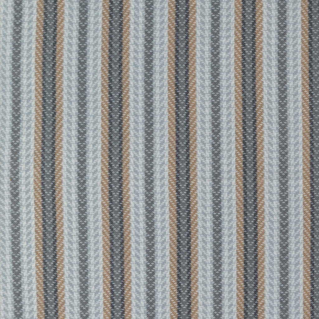 Farmhouse Flannels III by Lisa Bongean of Primitive Gatherings for Moda. Pewter - Tan and Gray Stripes with Inner Arrow Pattern