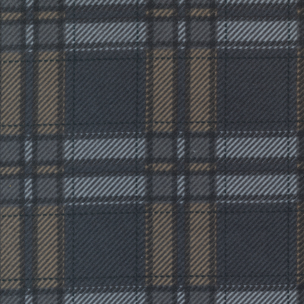 Farmhouse Flannels III by Lisa Bongean of Primitive Gatherings for Moda. Graphite Pewter - Gray, Brown, and Black Plaid