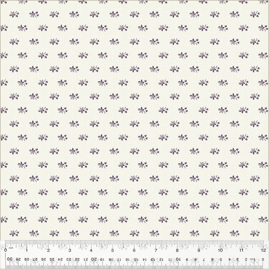 Circa: Purple by Whistler Studio for Windham Fabrics. Ditsy Stem - Purple Sprigs on an Ivory Background. 