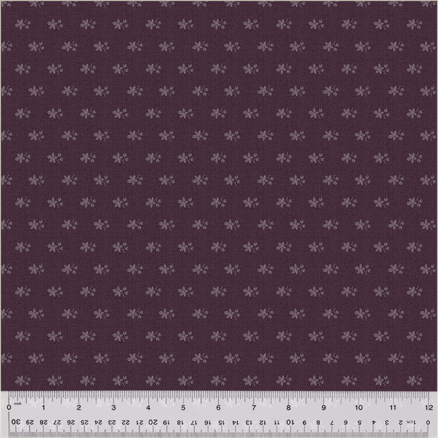 Circa: Purple by Whistler Studio for Windham Fabrics. Ditsy Stem - Light Purple Sprigs on an Dark Plum Background. 