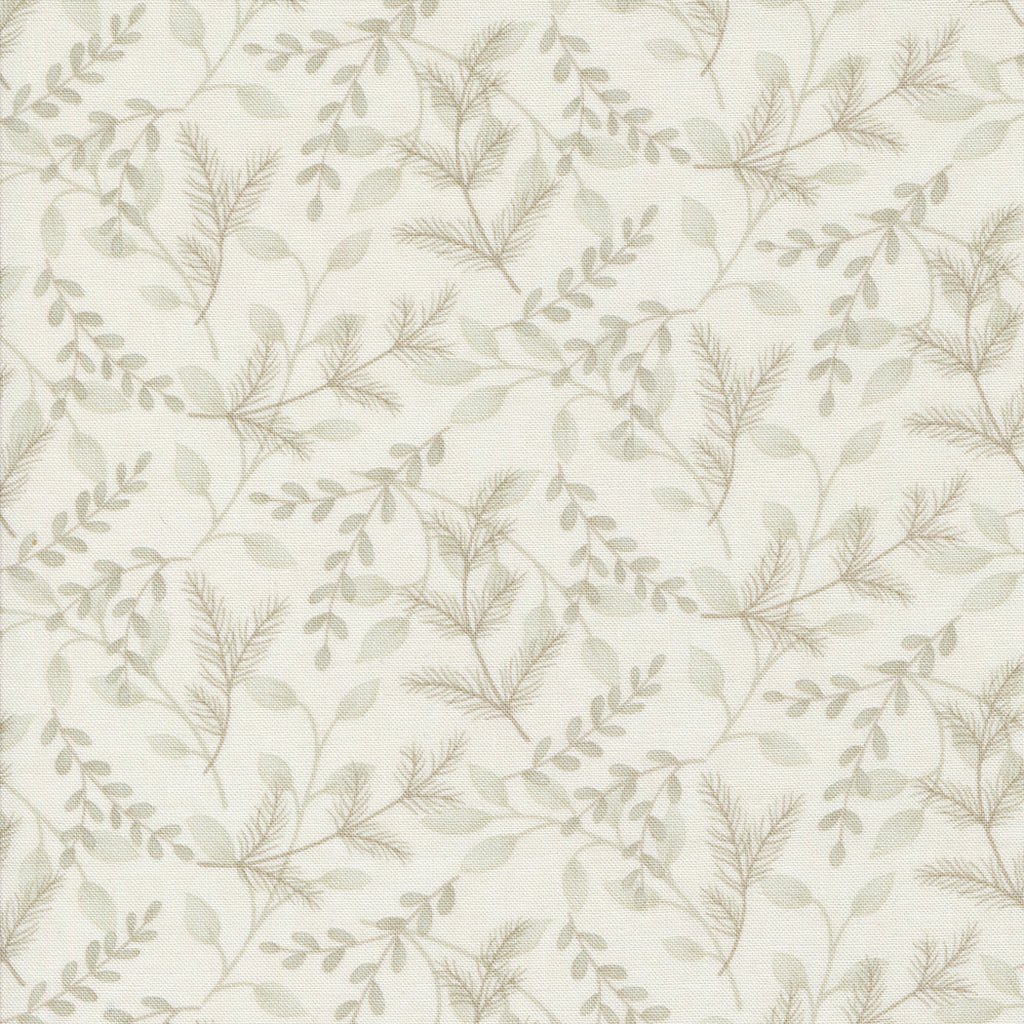 Woodland Winter by Deb Strain for Moda. Snowy White - Cream Leaf Design on a Soft Cream Background