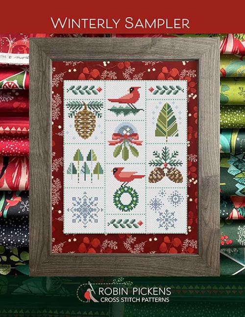 Winterly Sampler pattern by Robin Pickens of Robin Picks Cross Stitch Patterns.