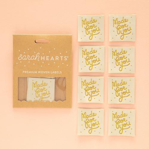 Sew in Labels by Sarah Hearts. Made for You Gold