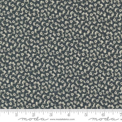 Goodnight Irene by Betsy Chutchian for Moda. Graphite - Traditional Ripple Pattern with Stippling and Small Florals in Shades of Slate and Cream.