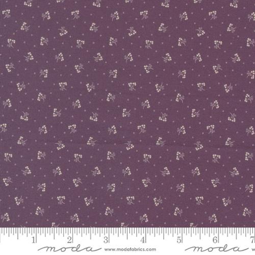 Goodnight Irene by Betsy Chutchian for Moda. Grape - Cream Dots and Floral Sprigs on a Grape Purple Background. Classic Shirting