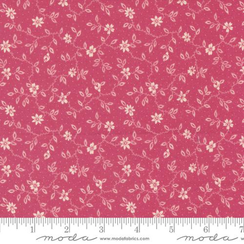 Goodnight Irene by Betsy Chutchian for Moda. Carnation - Cream Vining, Florals, and Dots on a Dark Pink Background.