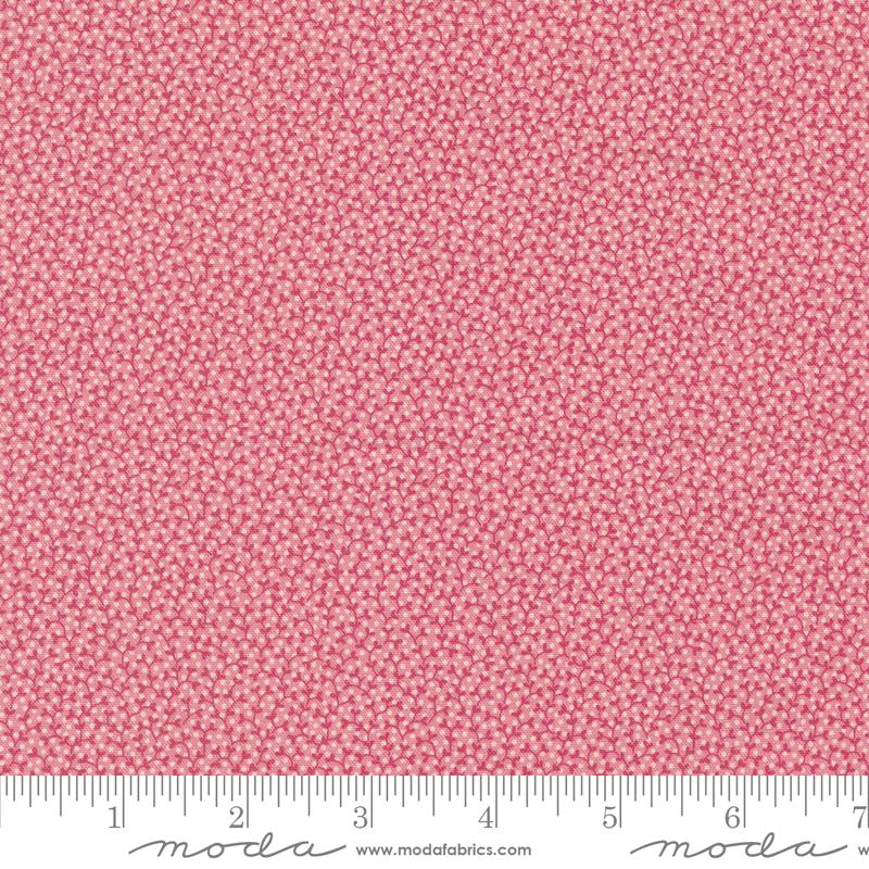 Goodnight Irene by Betsy Chutchian for Moda. Carnation - Dark Pink Vining and White Dots on a Lighter Pink Background.