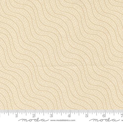 Goodnight Irene by Betsy Chutchian for Moda. Sweet Cream - Tan Wavy Stripes and Dashes on a Cream Background.