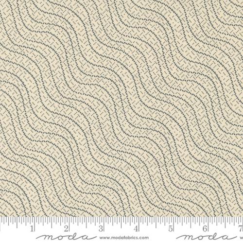 Goodnight Irene by Betsy Chutchian for Moda. Sweet Cream Graphite - Black Wavy Stripes and Dashes on a Cream Background.