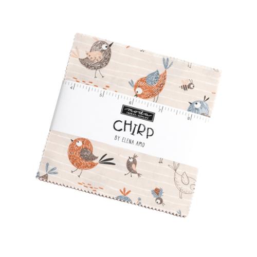 Chirp by Elena Amo for Moda. Charm Pack - 42 Assorted 5 inch Squares.