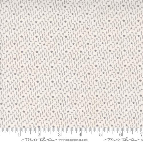 Itty Bitty Background Gatherings by Lisa Bongean of Primitive Gatherings for Moda. Grey - Light Gray Star and Chain Pattern on a Light Cream.