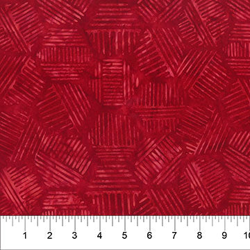 Hexies by Banyan Batik Studios for Northcott Fabrics. Dark Red - A Geometric Hexagonal Design on a Dark Red Batik.