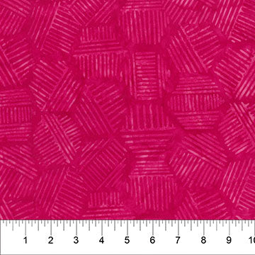 Hexies by Banyan Batik Studios for Northcott Fabrics. Pink Punch - A Geometric Hexagonal Design on a Bright Pink Batik.