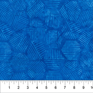 Hexies by Banyan Batik Studios for Northcott Fabrics. Blue Bayou - A Geometric Hexagonal Design on a Bright Blue Batik.