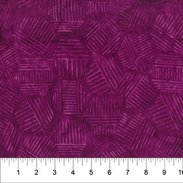 Hexies by Banyan Batik Studios for Northcott Fabrics. Pansy- A Geometric Hexagonal Design on a Magenta Purple Batik.