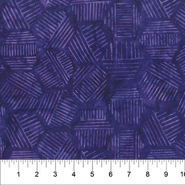 Hexies by Banyan Batik Studios for Northcott Fabrics. Eggplant- A Geometric Hexagonal Design on a Deep Purple Batik.