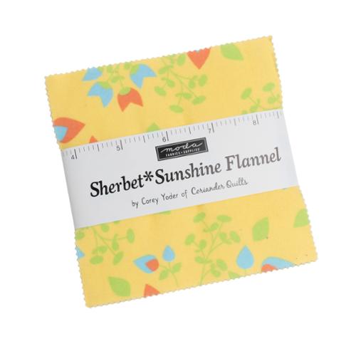 Sherbet Sunshine Flannel by Corey Yoder for Moda. Charm Pack (42 Assorted 5 Inch Squares)