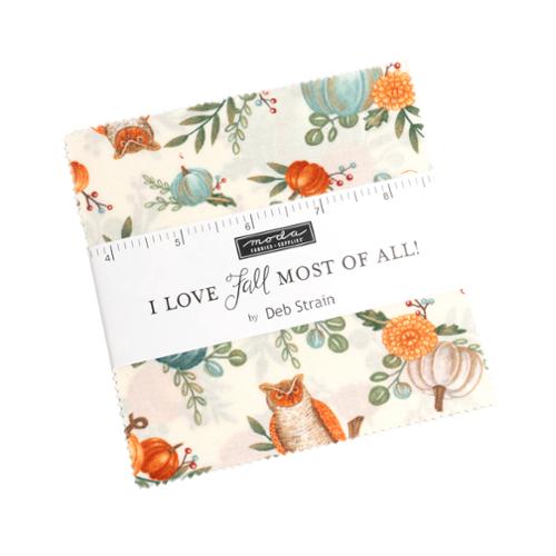 I Love Fall Most of All by Deb Strain for Moda. Charm Pack (42 Assorted 5 Inch Squares)