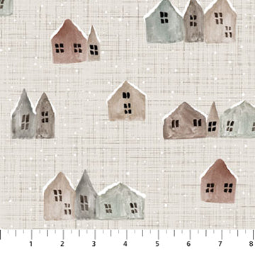 Winter Dreams by Bernadett Urbanovics for FIGO Fabrics. Taupe Houses