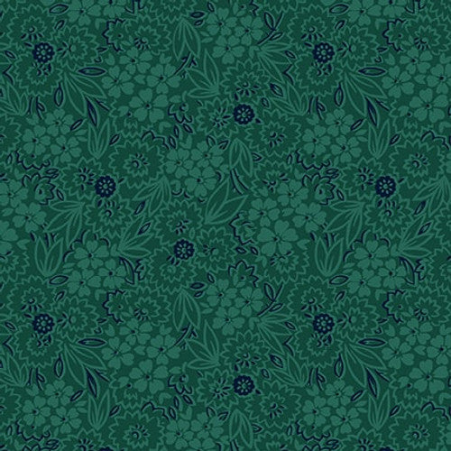 Quiet Grace by Kim Diehl for Henry Glass & Co. Teal Blue-Green Floral