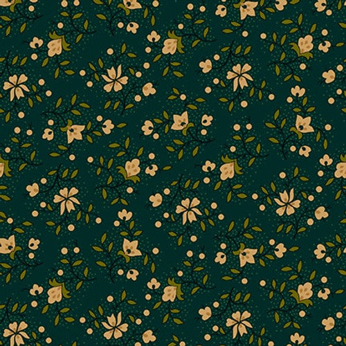 Quiet Grace by Kim Diehl for Henry Glass & Co. Teal Green Floral