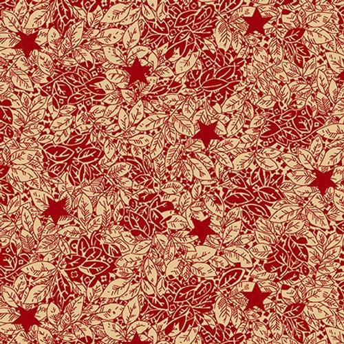 Quiet Grace by Kim Diehl for Henry Glass & Co. Red Florals with Stars