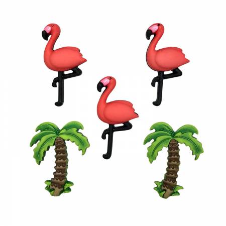 Pink Flamingo Buttons of the Summer Collection by Buttons Galore. 1 1/8 inch