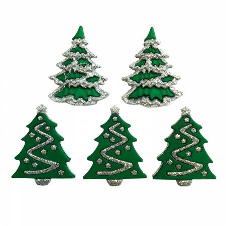 Glitter Trees Buttons of the Christmas Collection by Buttons Galore. 1 inch