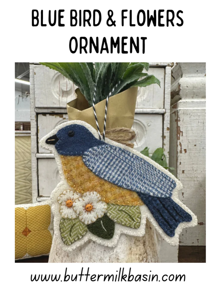 Blue Bird & Flowers Ornament Kit by Stacy Gross West of Buttermilk Basin