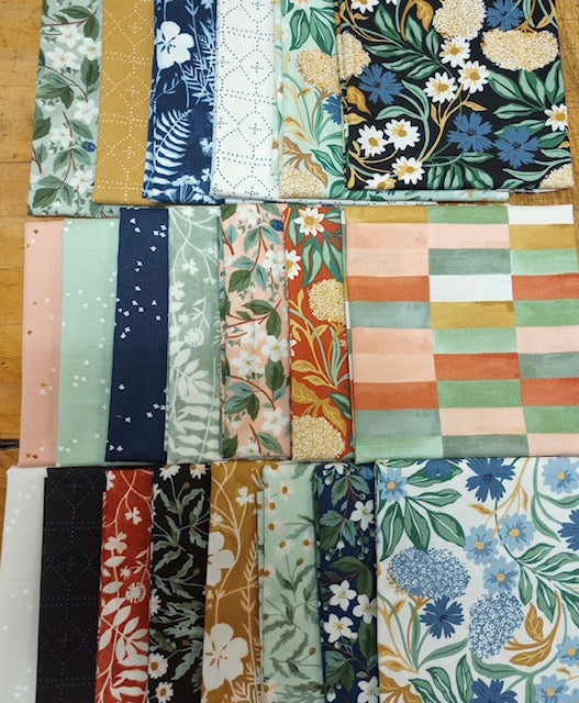 Brookside Fat Quarter Bundle contains 21 fabrics designed by 1Canoe2 for Moda.