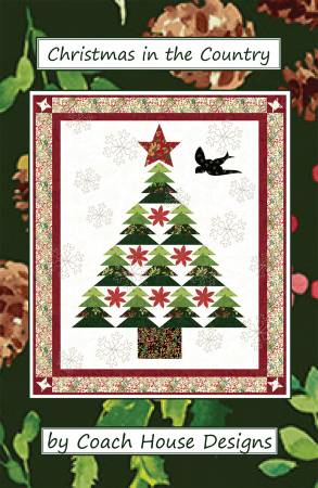 Christmas in the Country Pattern by Barbara Cherniwchan of Coach House Designs. Pattern makes a 44" x 56" Lap Quilt/Wall Hanging. Pattern also includes a quilting template. 