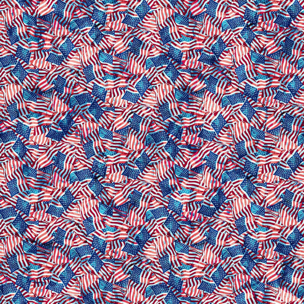  Repeating Flag - USA Flag Layered Over Each Other in Repeating Pattern. Fabric