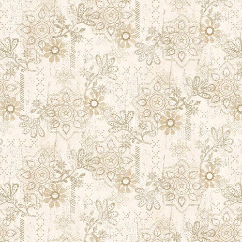 Where the Wind Blows Flannel by Janet Nesbitt for Henry Glass & Co. Cream Florals